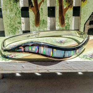 Taxco Mexico White Fire Opal Cuff Bracelet